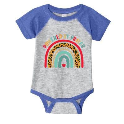 Powered By Prayer Cute Rainbow Praying Christian God Faith Gift Infant Baby Jersey Bodysuit