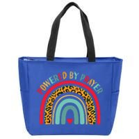 Powered By Prayer Cute Rainbow Praying Christian God Faith Gift Zip Tote Bag