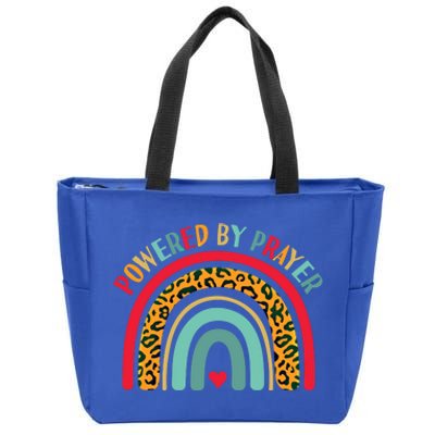 Powered By Prayer Cute Rainbow Praying Christian God Faith Gift Zip Tote Bag