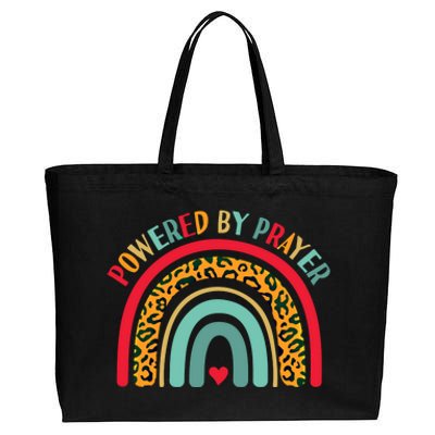 Powered By Prayer Cute Rainbow Praying Christian God Faith Gift Cotton Canvas Jumbo Tote