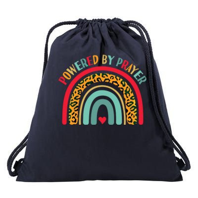 Powered By Prayer Cute Rainbow Praying Christian God Faith Gift Drawstring Bag