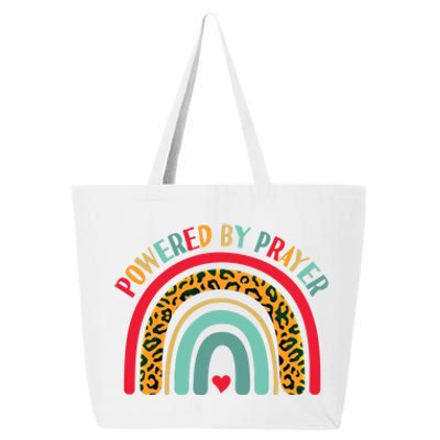 Powered By Prayer Cute Rainbow Praying Christian God Faith Gift 25L Jumbo Tote