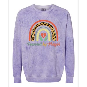 Powered By Prayer Rainbow Praying Christian Jesus Follower Meaningful Gift Colorblast Crewneck Sweatshirt