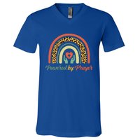 Powered By Prayer Rainbow Praying Christian Jesus Follower Meaningful Gift V-Neck T-Shirt