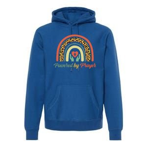 Powered By Prayer Rainbow Praying Christian Jesus Follower Meaningful Gift Premium Hoodie