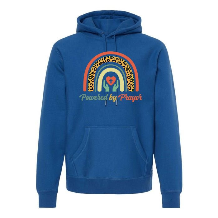 Powered By Prayer Rainbow Praying Christian Jesus Follower Meaningful Gift Premium Hoodie