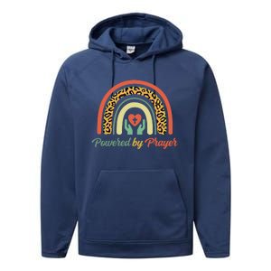 Powered By Prayer Rainbow Praying Christian Jesus Follower Meaningful Gift Performance Fleece Hoodie