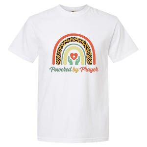 Powered By Prayer Rainbow Praying Christian Jesus Follower Meaningful Gift Garment-Dyed Heavyweight T-Shirt