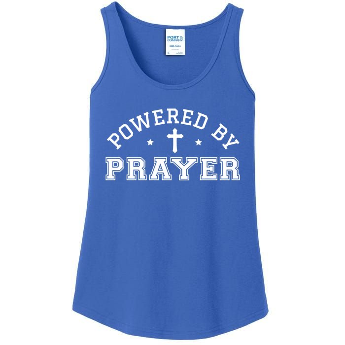 Powered By Prayer Praying Christian Cross Jesus Follower Gift Ladies Essential Tank