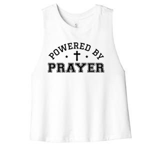 Powered By Prayer Praying Christian Cross Jesus Follower Gift Women's Racerback Cropped Tank