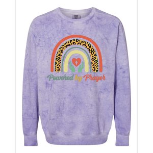 Powered By Prayer Rainbow Praying Christian Jesus Follower Gift Colorblast Crewneck Sweatshirt