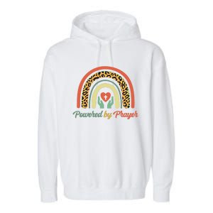 Powered By Prayer Rainbow Praying Christian Jesus Follower Gift Garment-Dyed Fleece Hoodie