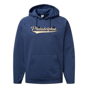 Philly Baseball Philadelphia Lettering Retro Performance Fleece Hoodie