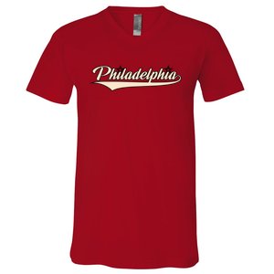 Philly Baseball Philadelphia Lettering Retro V-Neck T-Shirt