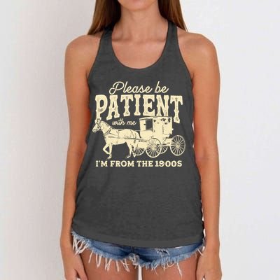 Please Be Patient With Me Im From The 1900s Women's Knotted Racerback Tank