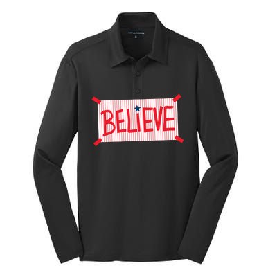 Philly Believe Philadelphia Baseball Silk Touch Performance Long Sleeve Polo