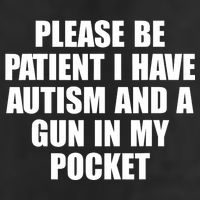 Please Be Patient I Have Autism And A Gun In My Pocket 7 Panel Mesh Trucker Snapback Hat