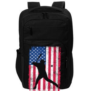 Patriotic Baseball Player 4th Of July Usa American Flag Impact Tech Backpack