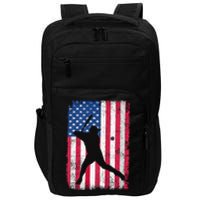 Patriotic Baseball Player 4th Of July Usa American Flag Impact Tech Backpack