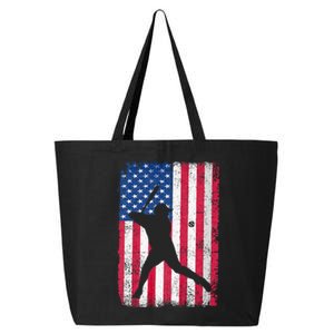 Patriotic Baseball Player 4th Of July Usa American Flag 25L Jumbo Tote