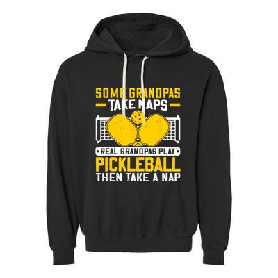 Pickle Ball Player Coach Grandpa For Paddleball Lover Fans Garment-Dyed Fleece Hoodie