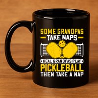 Pickle Ball Player Coach Grandpa For Paddleball Lover Fans 11oz C Handle Ceramic Mug