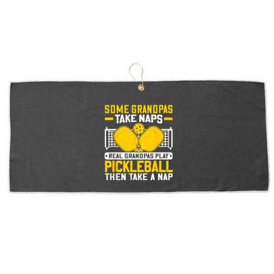 Pickle Ball Player Coach Grandpa For Paddleball Lover Fans Large Microfiber Waffle Golf Towel