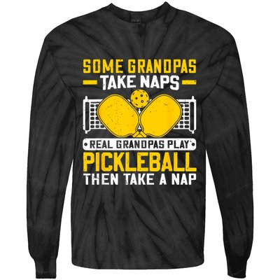 Pickle Ball Player Coach Grandpa For Paddleball Lover Fans Tie-Dye Long Sleeve Shirt