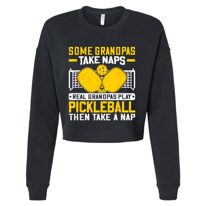 Pickle Ball Player Coach Grandpa For Paddleball Lover Fans Cropped Pullover Crew