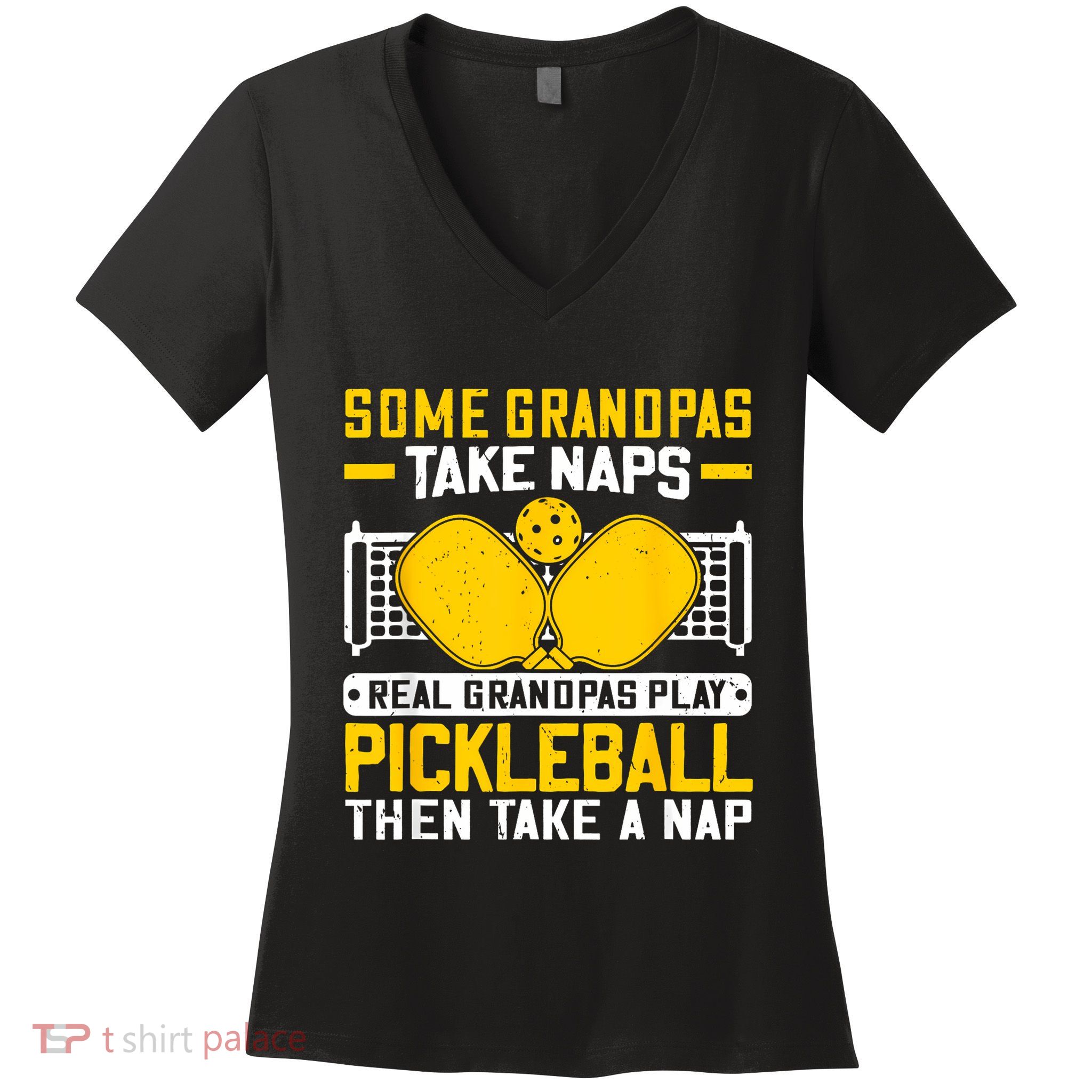 Pickle Ball Player Coach Grandpa For Paddleball Lover Fans Women's V-Neck T-Shirt