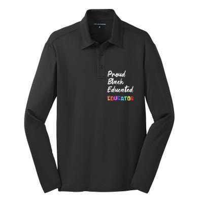 Proud Black Pretty Educated Educator Petty Queen Gift Silk Touch Performance Long Sleeve Polo