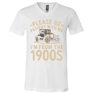 Please Be Patient With Me I'm From The 1900s Vintage Car V-Neck T-Shirt