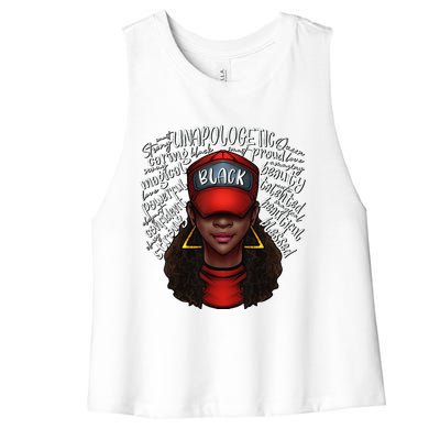 Proud Black Queen African American Ladies BHM Women's Racerback Cropped Tank