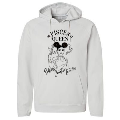 Pisces Black Queen Horoscope African American/caribbean Gift Performance Fleece Hoodie