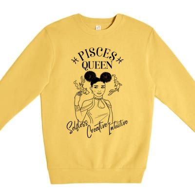 Pisces Black Queen Horoscope African American/caribbean Gift Premium Crewneck Sweatshirt