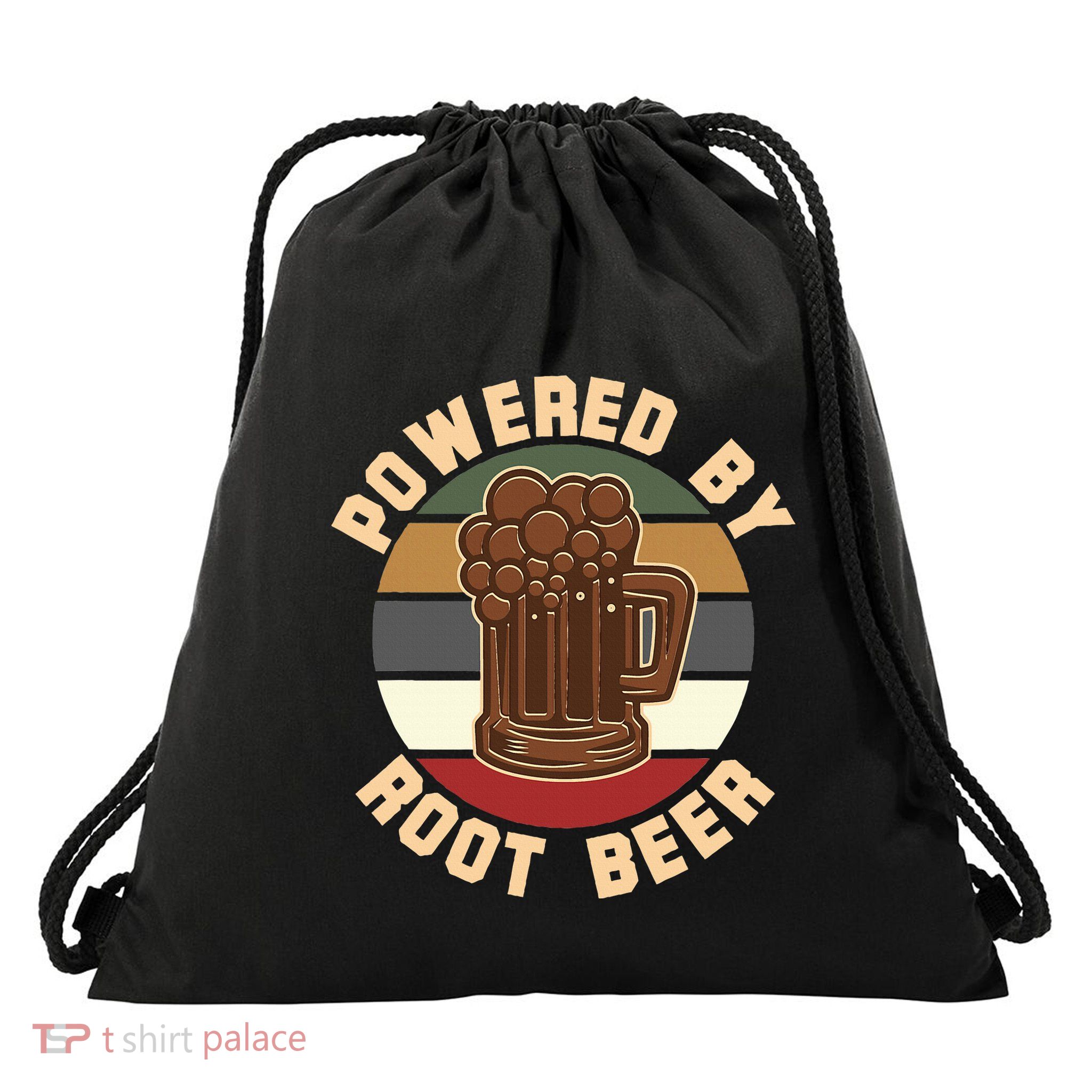 Powered By Root Beer Drawstring Bag