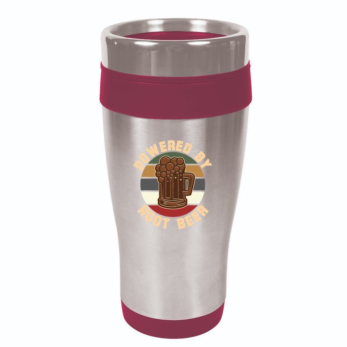 Powered By Root Beer 16oz Travel Tumbler