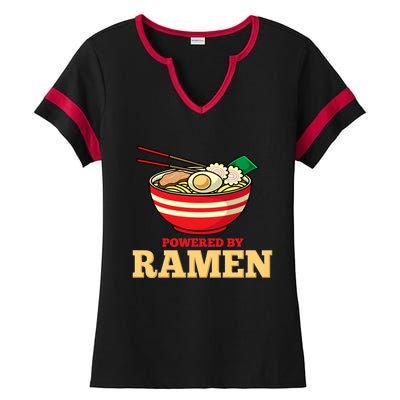 Powered By Ramen Japanese Anime Noodles Ladies Halftime Notch Neck Tee