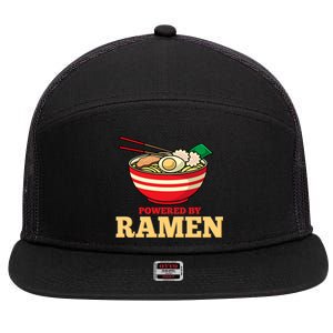 Powered By Ramen Japanese Anime Noodles 7 Panel Mesh Trucker Snapback Hat