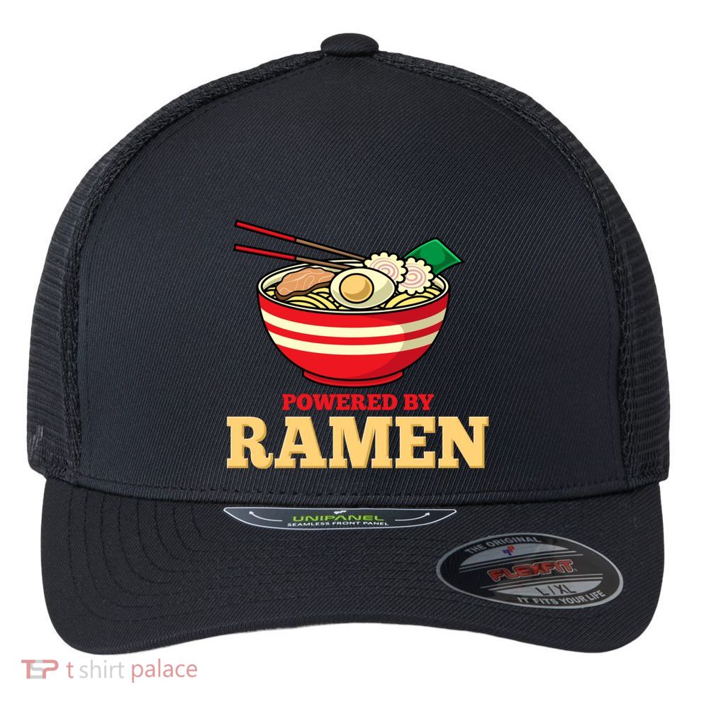Powered By Ramen Japanese Anime Noodles Flexfit Unipanel Trucker Cap