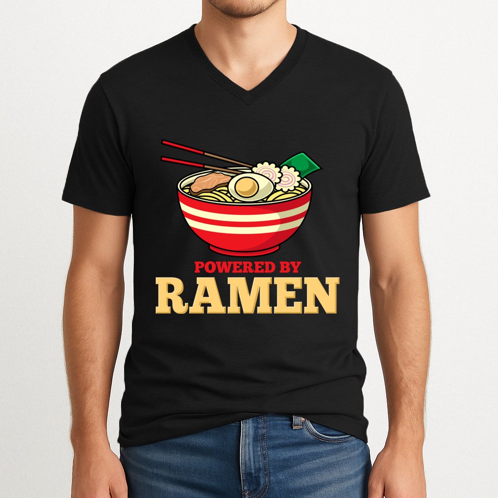 Powered By Ramen Japanese Anime Noodles V-Neck T-Shirt