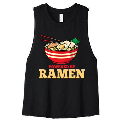 Powered By Ramen Japanese Anime Noodles Women's Racerback Cropped Tank