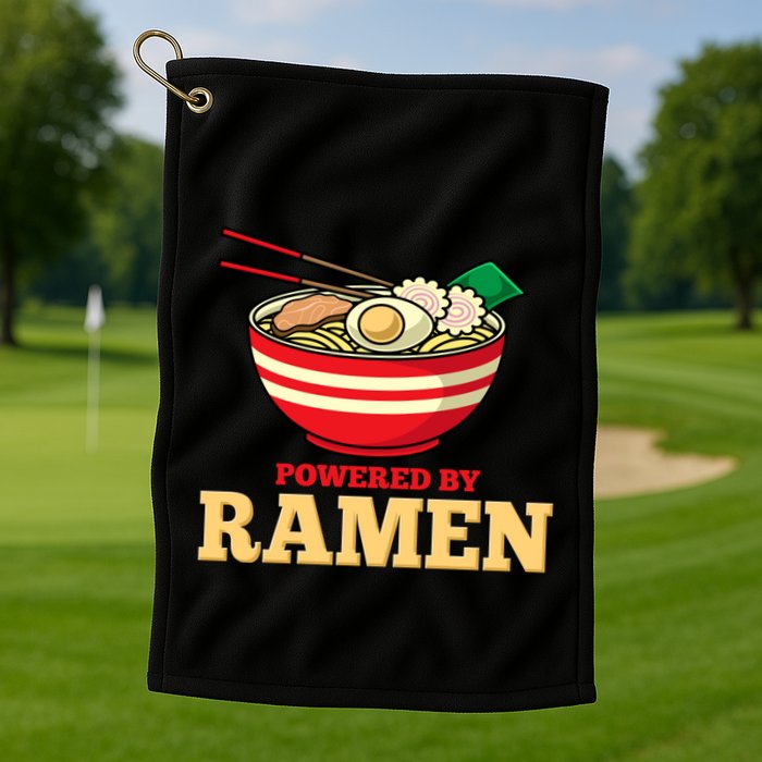 Powered By Ramen Japanese Anime Noodles Golf Towel