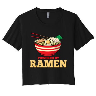 Powered By Ramen Japanese Anime Noodles Women's Crop Top Tee