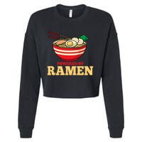 Powered By Ramen Japanese Anime Noodles Cropped Pullover Crew