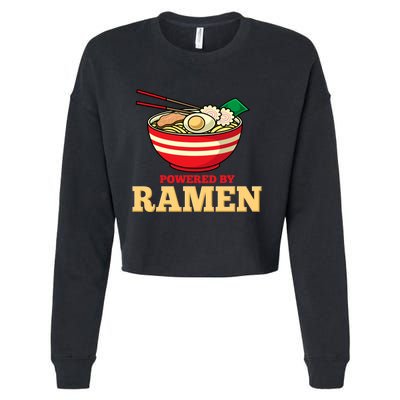 Powered By Ramen Japanese Anime Noodles Cropped Pullover Crew