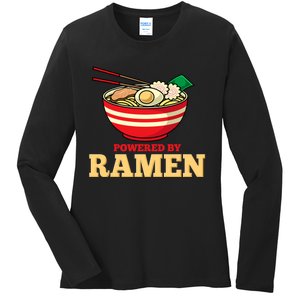 Powered By Ramen Japanese Anime Noodles Ladies Long Sleeve Shirt