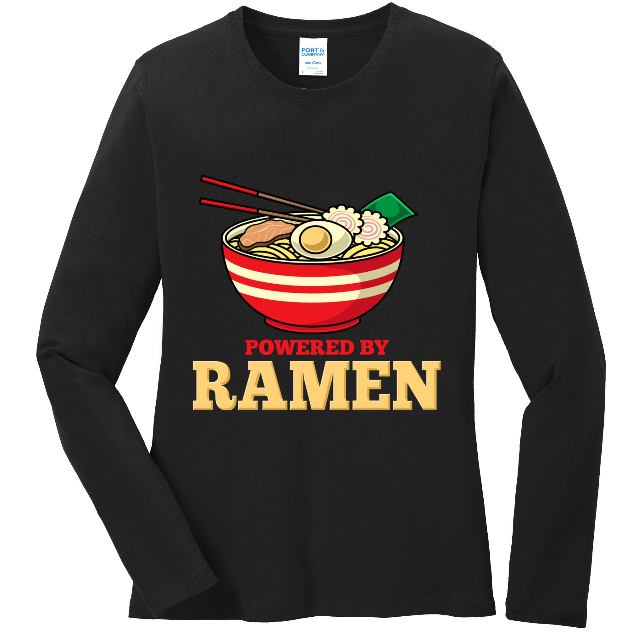 Powered By Ramen Japanese Anime Noodles Ladies Long Sleeve Shirt