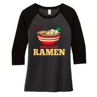 Powered By Ramen Japanese Anime Noodles Women's Tri-Blend 3/4-Sleeve Raglan Shirt