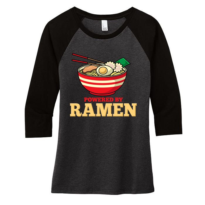 Powered By Ramen Japanese Anime Noodles Women's Tri-Blend 3/4-Sleeve Raglan Shirt